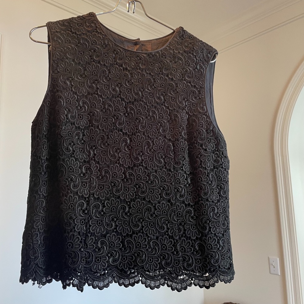 Talbots Sleeveless Black Lace Top and Skirt, Size 6